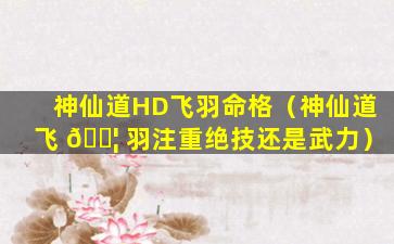 神仙道HD飞羽命格（神仙道飞 🐦 羽注重绝技还是武力）